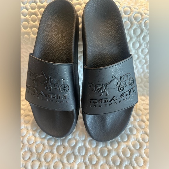 Coach Leatherware Men’s Rexy & Carriage Black Logo Slides Sandals Size 9 D - Picture 11 of 11
